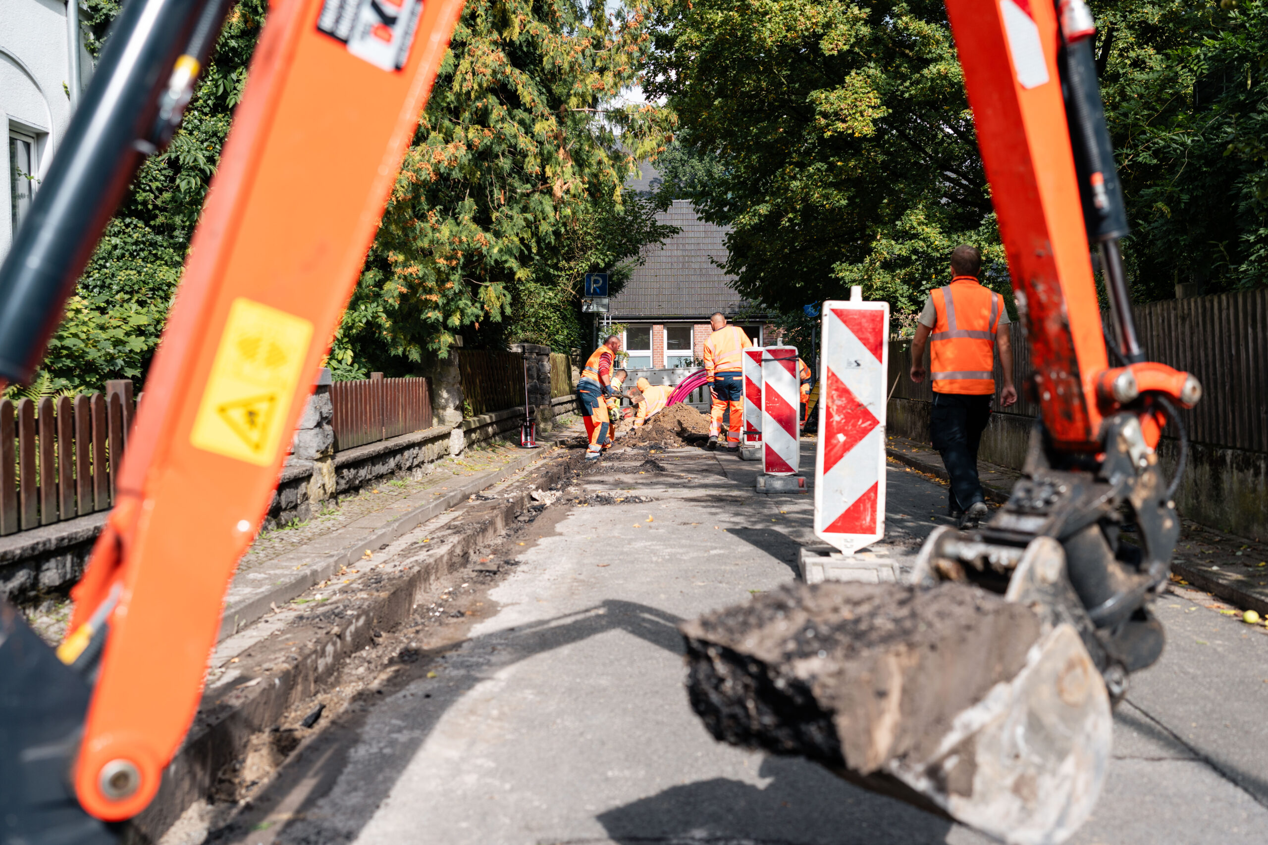 Abgesicherte Baustelle von VS Straßenbau